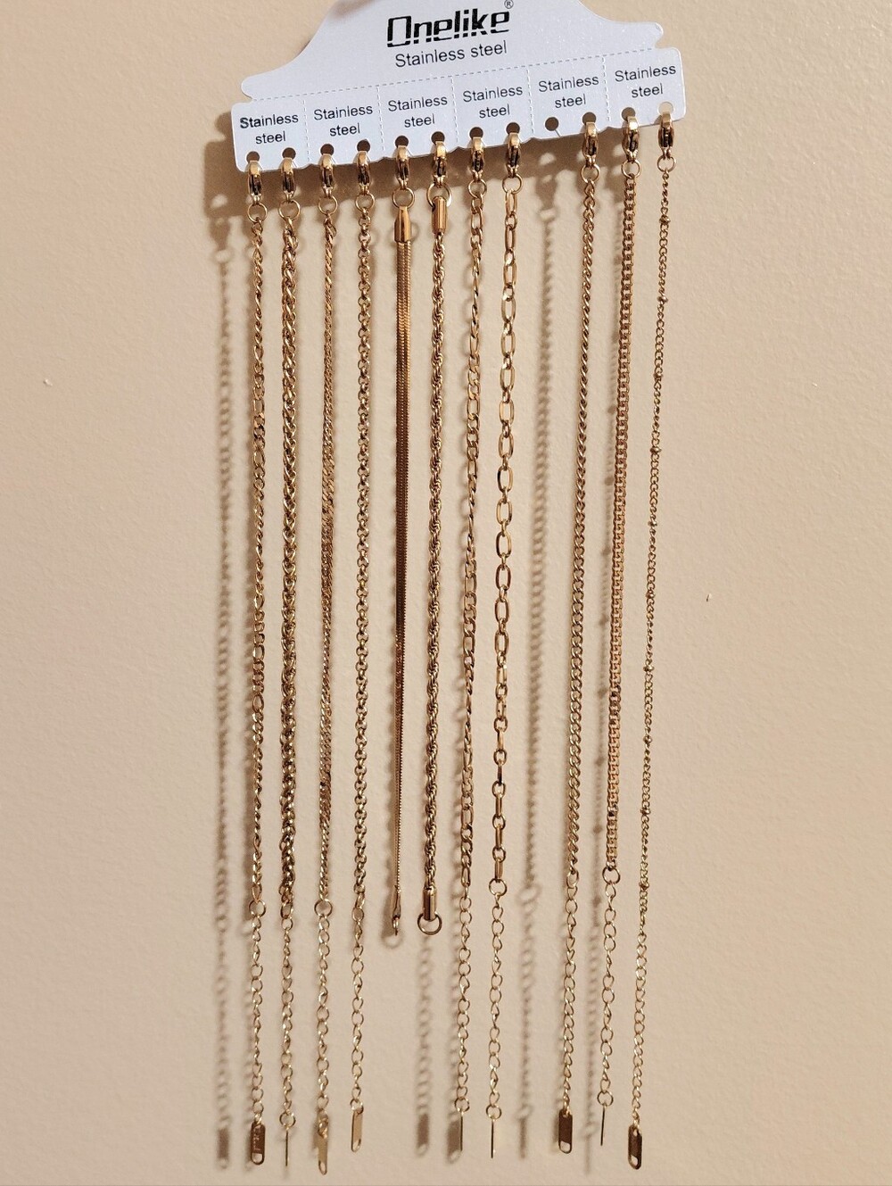 Onelike Stainless Steel Gold Tone Layered Chain Bracelet Set